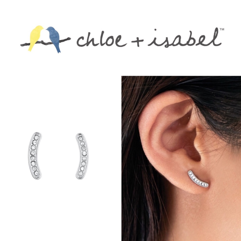 🆕 Pavé Curved Bar Studs SILVER c+i E335S